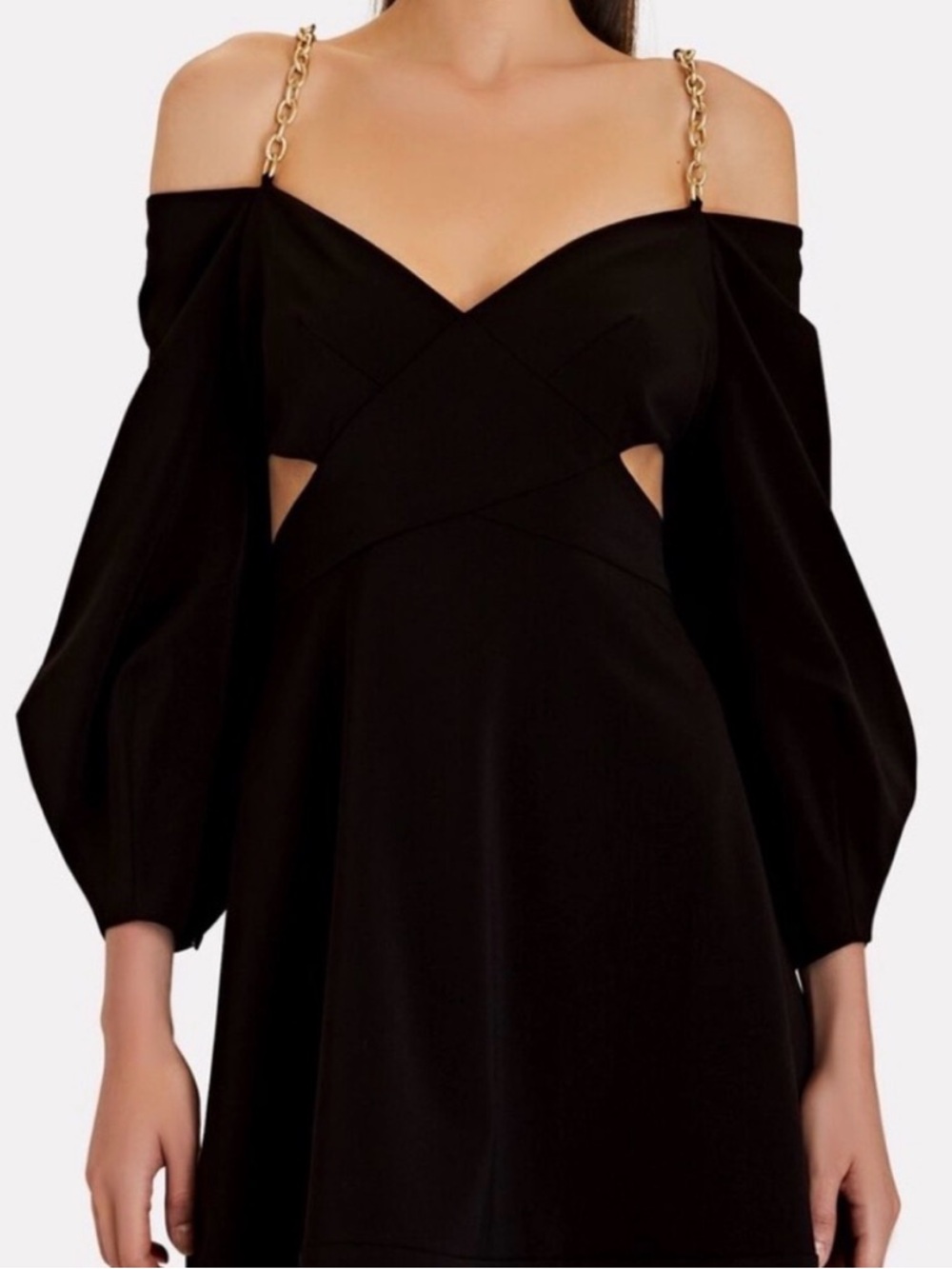 NWT Jonathan Simkhai Lyla Gold Chain Cutout Mini Dress Black Size 4